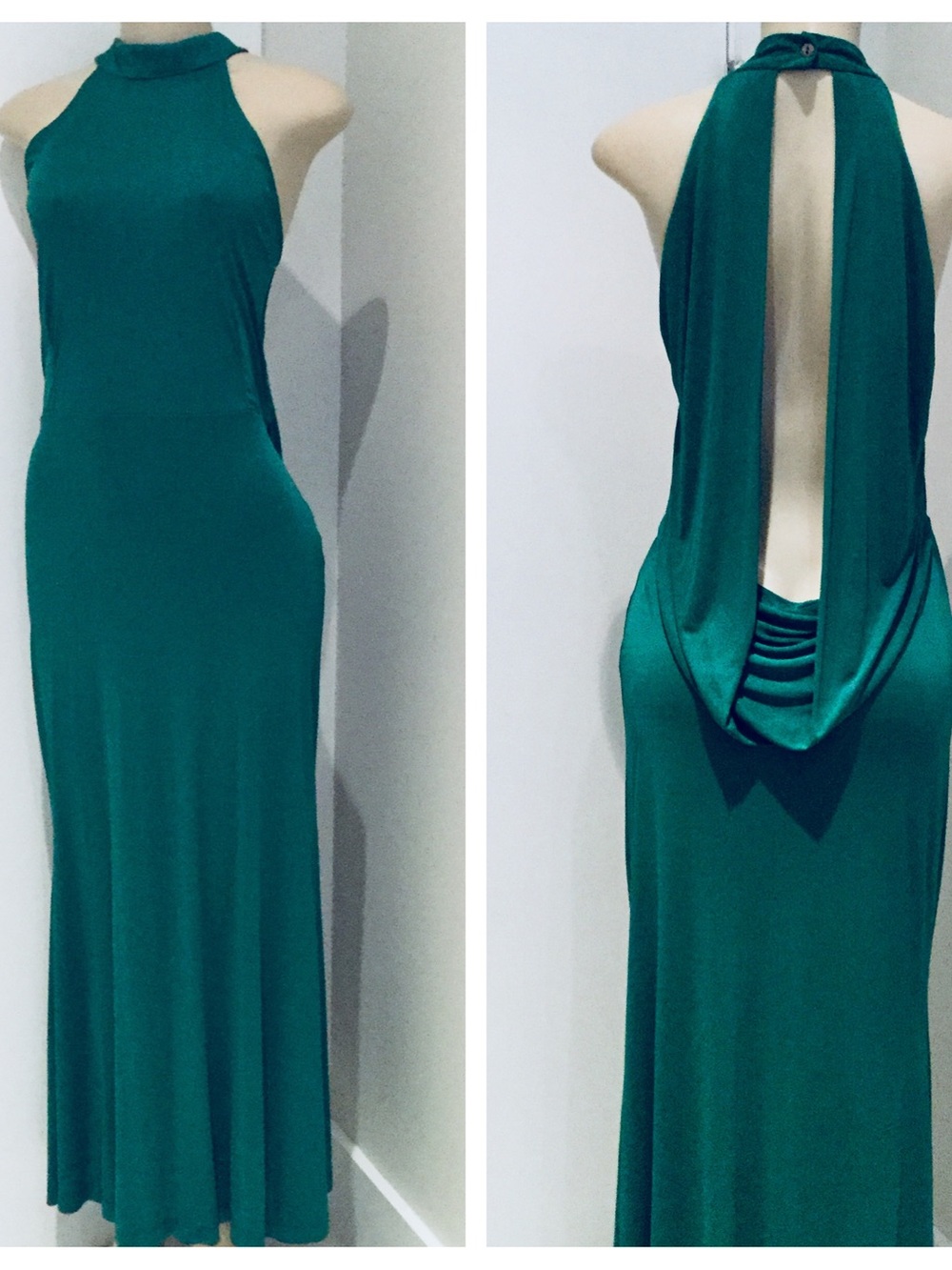 AGUA DE COCO TEAL HALTER MAXI DRESS.